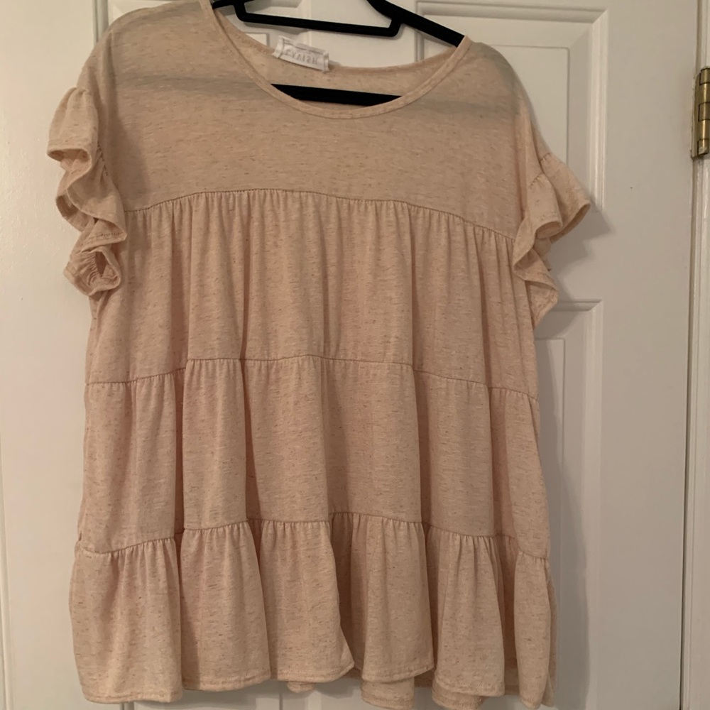Beige short sleeve blouse